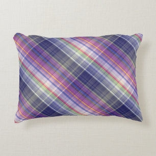 Modern Tartan Purple Tan Plaid Pattern. Accent Pillow