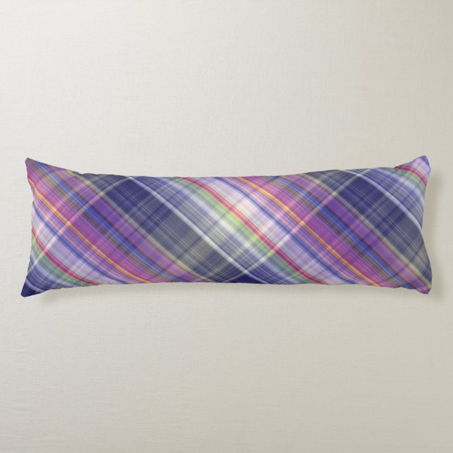  Modern Tartan Purple Tan Plaid Pattern. Body Pillow (Front)
