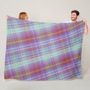 Modern Tartan Purple Tan Plaid Pattern. Fle Fleece Blanket