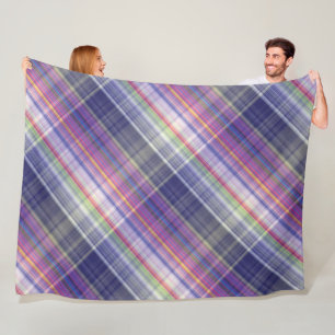 Modern Tartan Purple Tan Plaid Pattern. Fleece Blanket