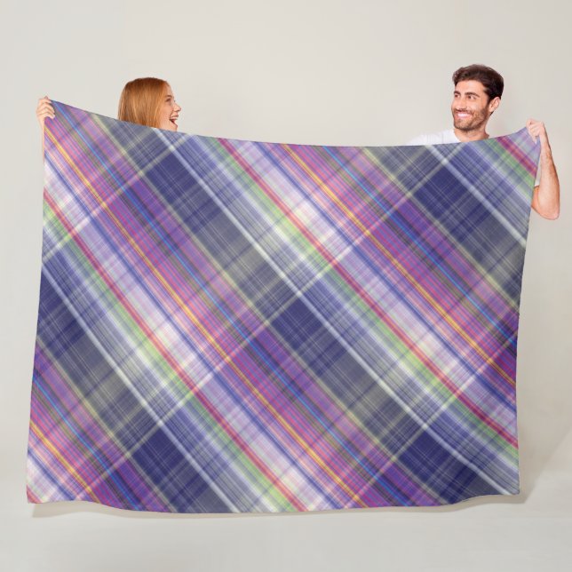  Modern Tartan Purple Tan Plaid Pattern. Fleece Blanket (In Situ)