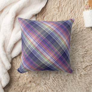 Modern Tartan Purple Tan Plaid Pattern. Throw Pillow