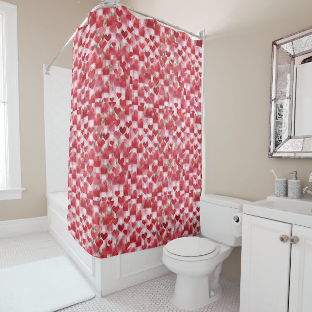 Modern Tartan Red Floral Pattern   (In Situ)