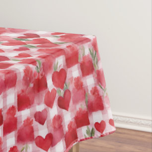 Modern Tartan Red Floral Pattern   Tablecloth
