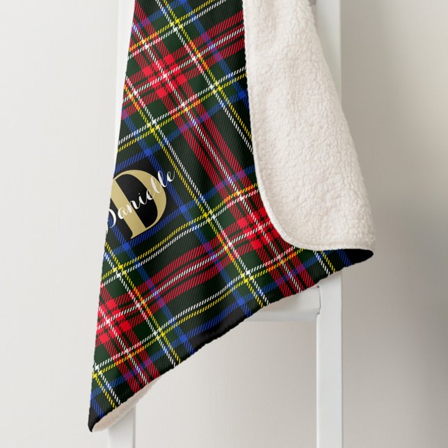 Modern Tartan Xmas Monogram Name Plaid Sherpa Blanket (Modern Tartan Xmas Monogram Name Plaid Sherpa Blanket)