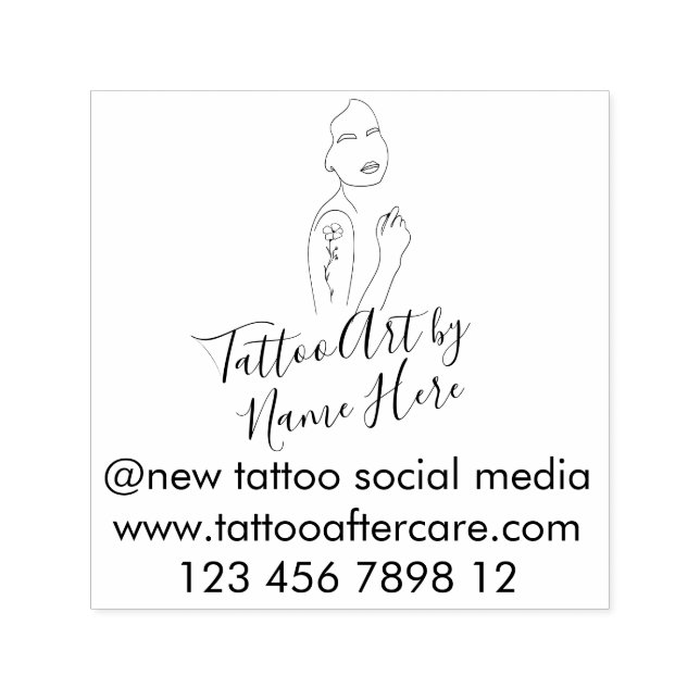 Modern Tattoo ART script typography sign Self-inking Stamp (Design)