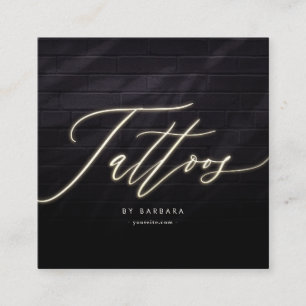 Modern Tattoo Artist Gold Script Monogram Square Business Card