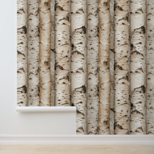 Modern taupe birch wallpaper