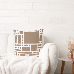 Modern Taupe Brown Abstract Geometric Throw Pillow
