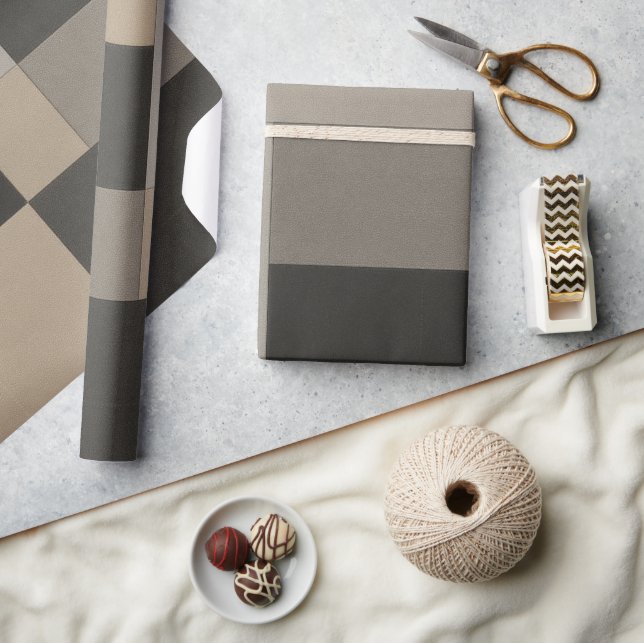 Modern Taupe & Charcoal Geometric  Wrapping Paper (Crafts)