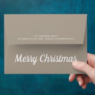 Modern Taupe Christmas Return Address Envelope