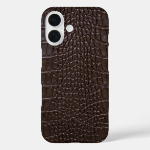  Modern Taupe Croc Leather Texture iPhone 16 Case