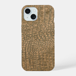  Modern Taupe Croc Leather Texture iPhone 15 Case