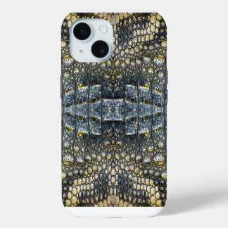  Modern Taupe Croc Leather Texture iPhone 15 Case
