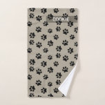 Modern Taupe Cute Paw Print Pattern Dog Towel<br><div class="desc">Why use a worn out cloth to clean your dog's paws after a muddy walk? He will just be as happy to have a pretty, personalized towel (and nobody will ever steal it again to clean up the kitchen floor)! Cute paw prints pattern with name to personalize. Main colours of...</div>