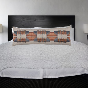 Modern Taupe Denim and Rust Body Pillow