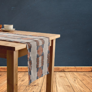 Modern Taupe Denim and Rust Short Table Runner