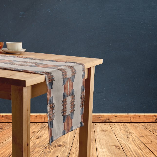 Modern Taupe Denim and Rust  Short Table Runner (Creator Uploaded)
