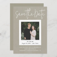 Modern Taupe Engagement Photo Save the Date