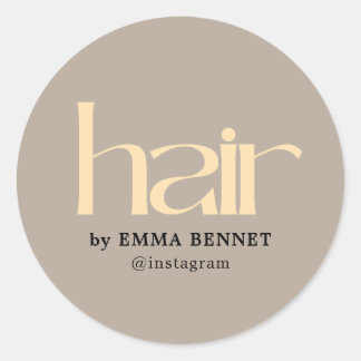 Modern Taupe Golden Yellow Beauty Salon Classic Round Sticker