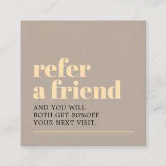 Modern Taupe Golden Yellow Bold Beauty Salon Referral Card