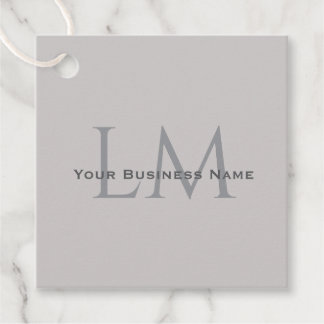 Modern Taupe Gray Monogram Branding Favour Tags
