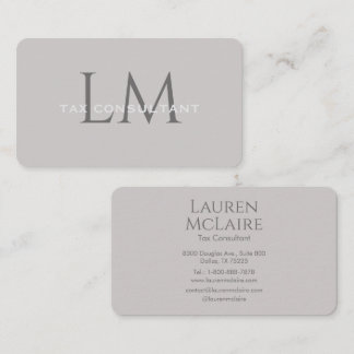 Modern Taupe Gray Monogram Business Card