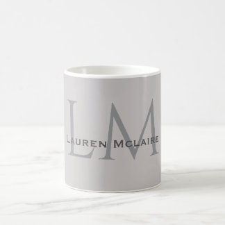 Modern Taupe Gray Monogram Office Style Coffee Mug