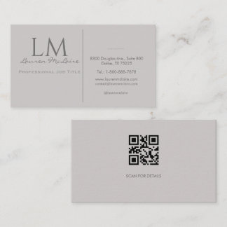 Modern Taupe Gray QR Code Business Branding Card
