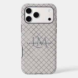 Modern Taupe Grey Diamond Monogram Branding Style