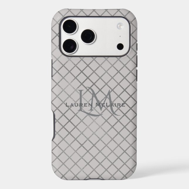 Modern Taupe Grey Diamond Monogram Branding Style (Back)