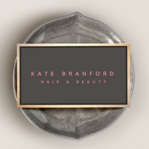 Modern Taupe Grey Gold Border Professional Business Card