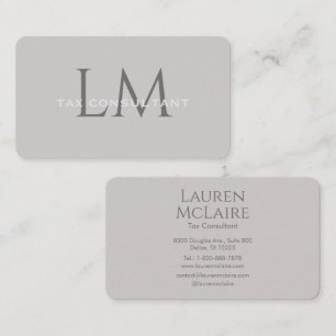 Modern Taupe Grey Monogram Business Card