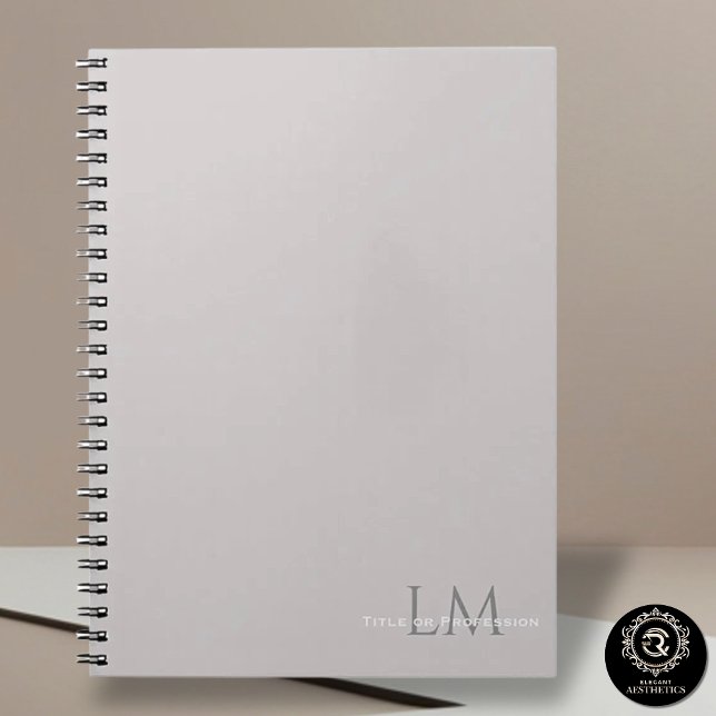 Modern Taupe Grey Monogram Stationery Notebook (Creator Uploaded)