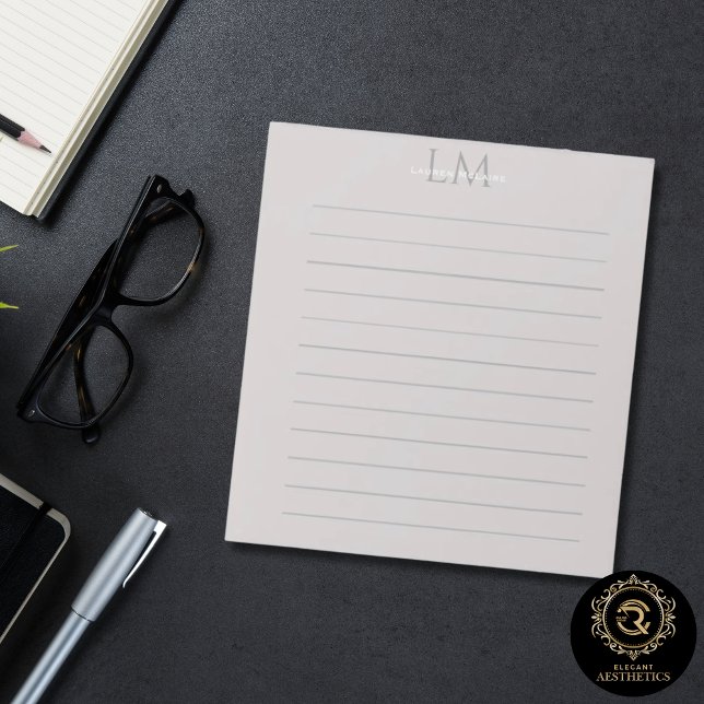 Modern Taupe Grey Monogram Stationery Notepad (Creator Uploaded)