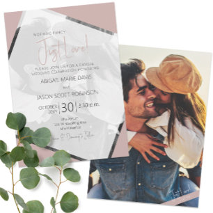 Modern Taupe Minimalist Just Love Casual Wedding Invitation