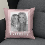 Modern Taupe & Pink | Photo | Family Gift Throw Pillow<br><div class="desc">Modern Taupe & Pink | Photo | Family Gift</div>