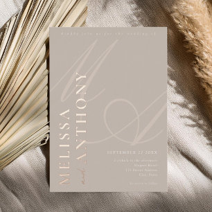 Modern Taupe Rose Gold Elegant Minimalist Wedding