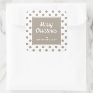 Modern Taupe Script Merry Christmas  Square Sticker
