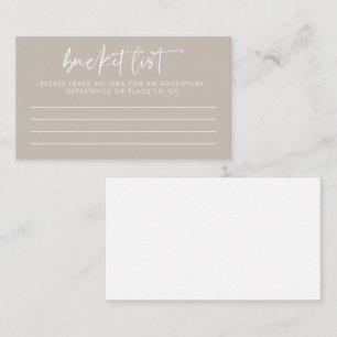 Modern Taupe Script Wedding Bucket List Advice Card
