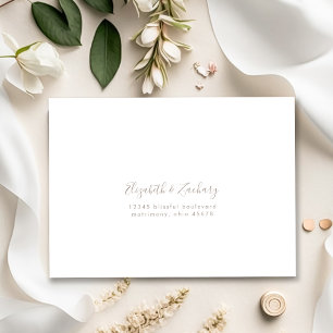 Modern Taupe Script Wedding RSVP Return Envelope