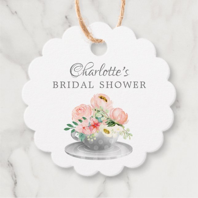 Modern Tea Bridal Shower Favour Gift Tag (Front)