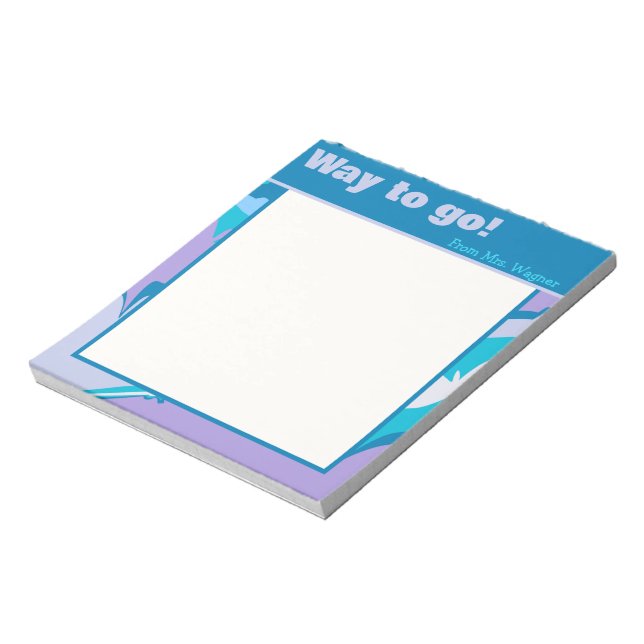 Modern Teacher Blue Purple Striped Modern  Notepad (Rotated)