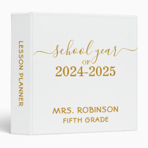 Modern Teacher Lesson Planner Gold Script Gift Binder