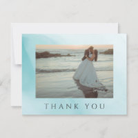 Modern Teal Abstract Minimalist Photo Wedding