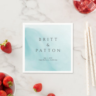 Modern Teal Abstract Minimalist Wedding Napkin