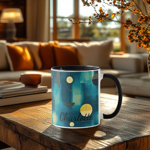 Modern Teal Abstract - Personalized Artistic Mug