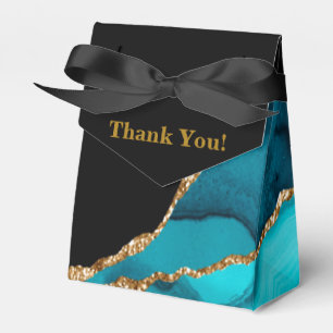 Modern Teal and Gold Agate Stone Wedding  Favor Box
