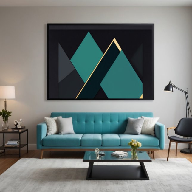 Modern Teal and Gold Geometric Abstract Canvas Print (Creator Uploaded)
