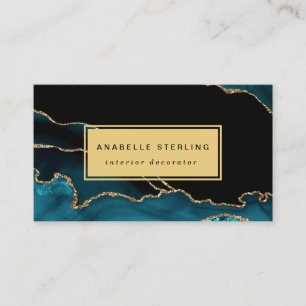 Modern Teal and Gold Marble Design, Customizable Business Card
